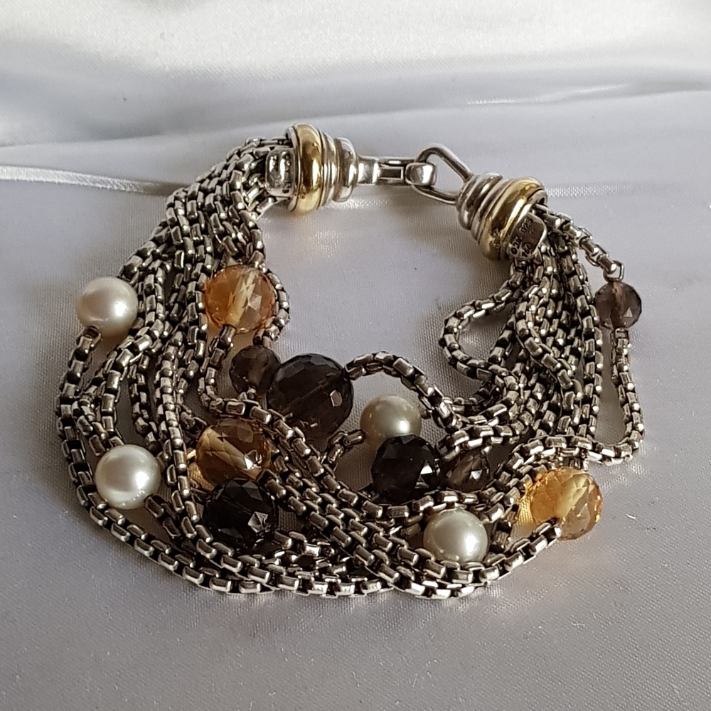 David Yurman Eight Row Chain Multi Gem Bracelet - image 4